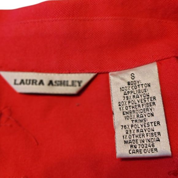 Laura Ashley Fully Embroidered Beaded Denim Jacket Collar Long Sleeves Size S... - Picture 13 of 16